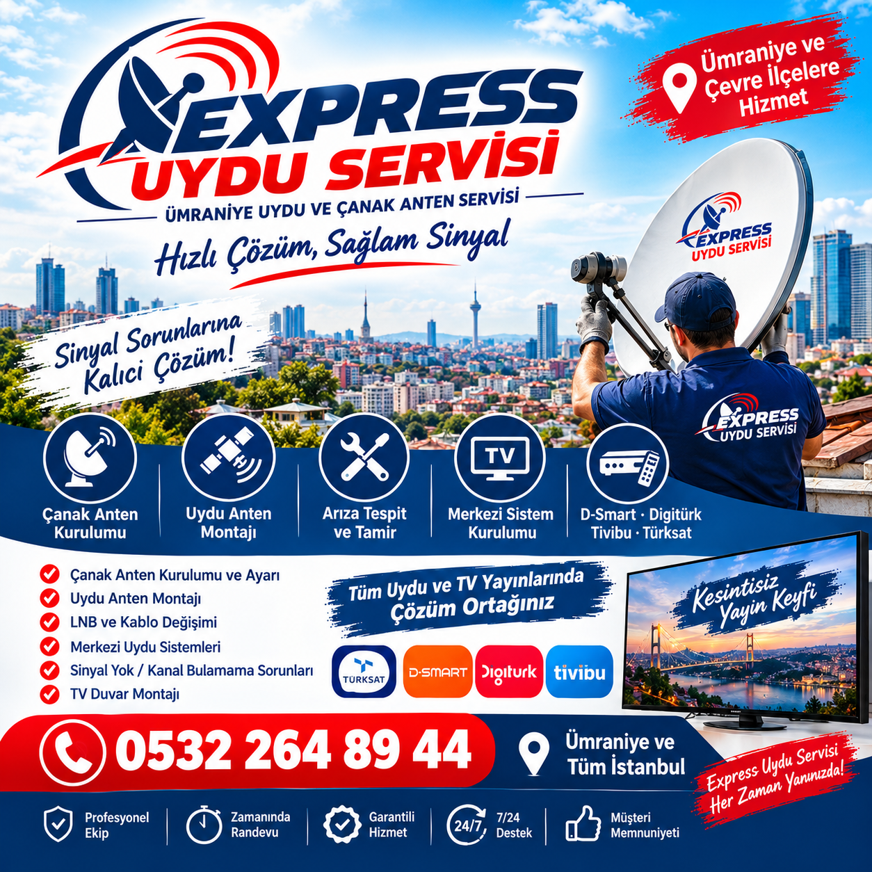Express Uydu Servisi Ümraniye çanak anten ve uydu servisi
